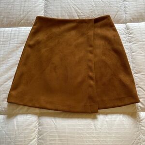 Gianni Bini burnt orange suede mini faux wrap skirt